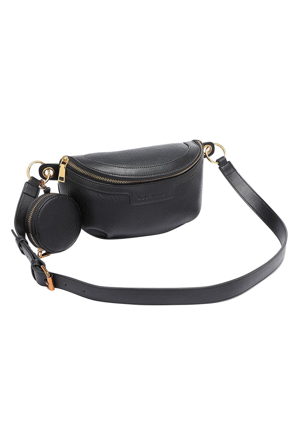 Product shot of the Joey Sling Bag in colour Black (Black), detail
