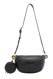 Product shot of the Joey Sling Bag in colour Black (Black), from the front