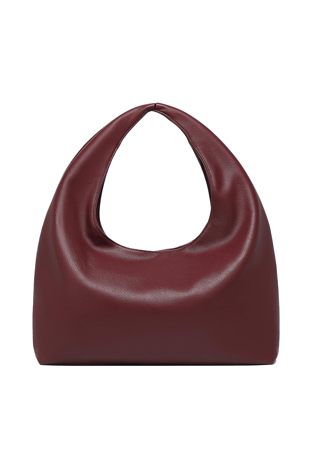 Product shot of the Monaco Shoulder Bag in colour Burgundy (Red), from the front