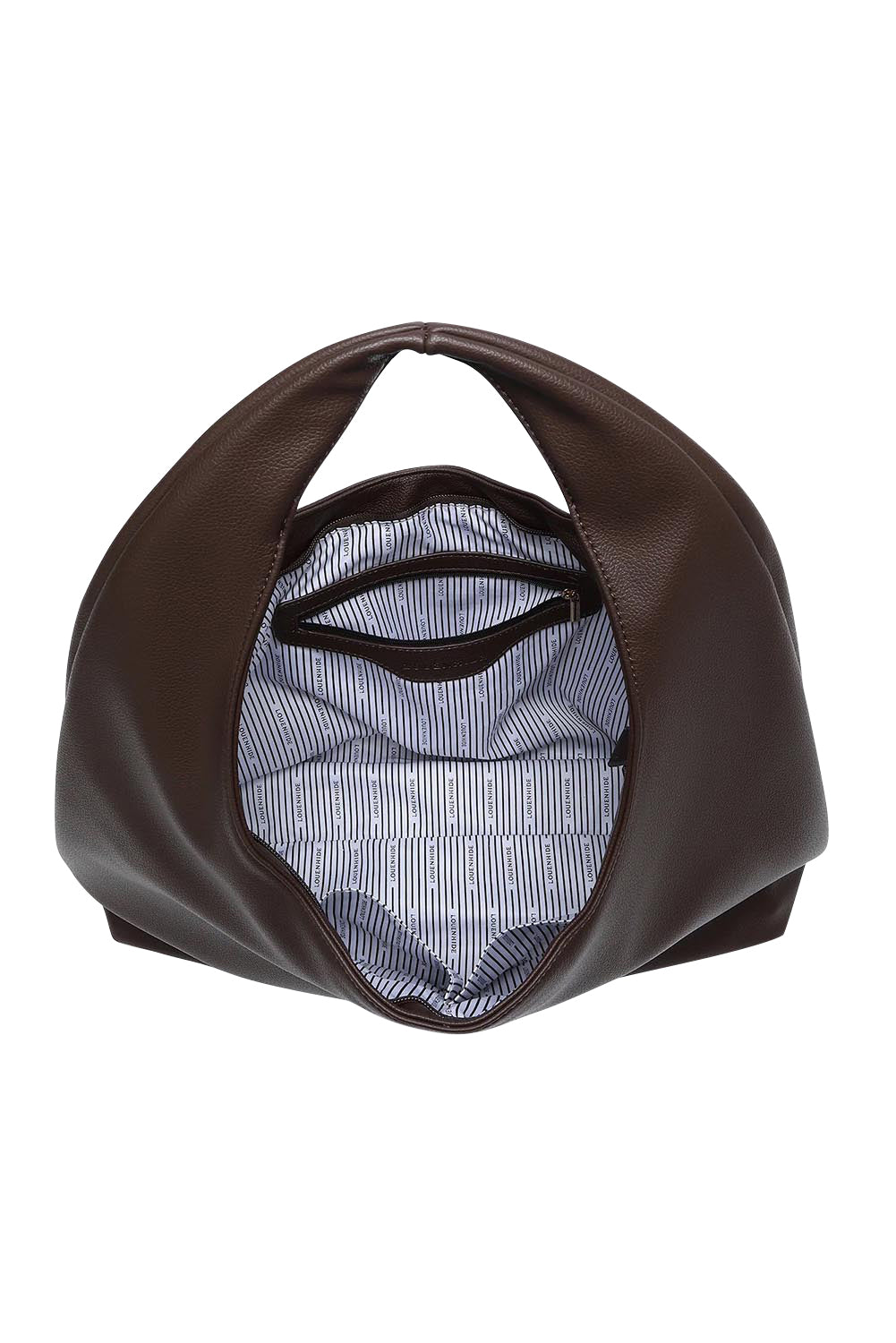 Product shot of the Monaco Shoulder Bag in colour Chocolate, detail