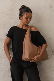 Product shot of the Monaco Shoulder Bag - Toffee in colour Toffee, from the back