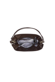 Product shot of the Yumi Crossbody Bag - Chocolate in colour Chocolate, showing detail