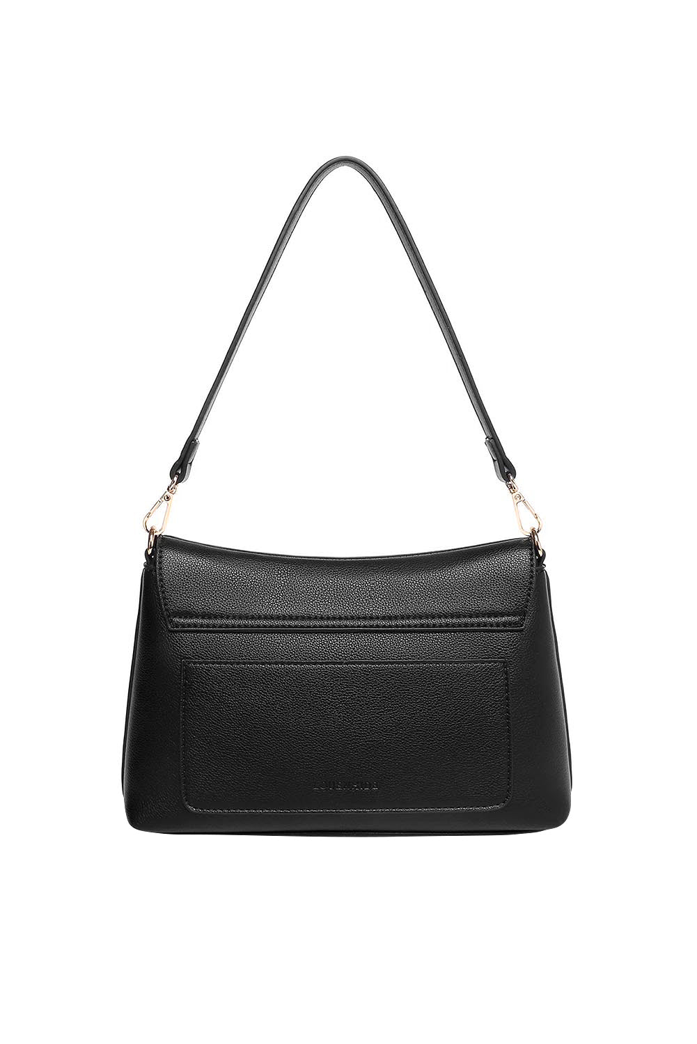 Product shot of the Nisha Shoulder Bag - Black in colour Black, from the back