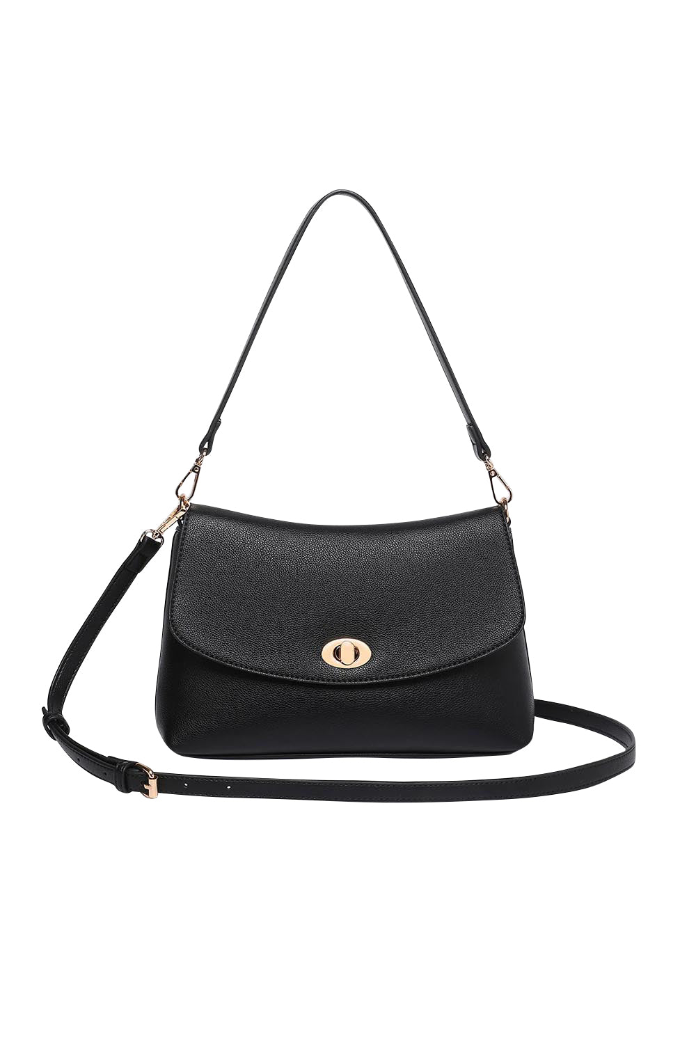 Product shot of the Nisha Shoulder Bag - Black in colour Black, from the front
