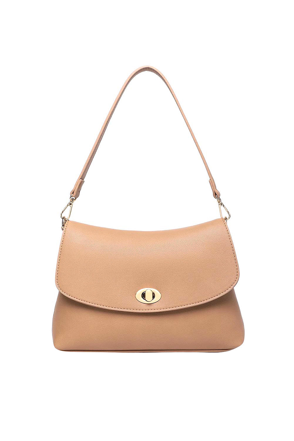 Product shot of the Nisha Shoulder Bag - Camel in colour Camel, from the back