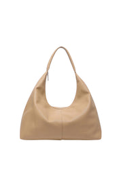 Product shot of the Valentina Slouch Shoulder Bag - Camel in colour Camel, from the front