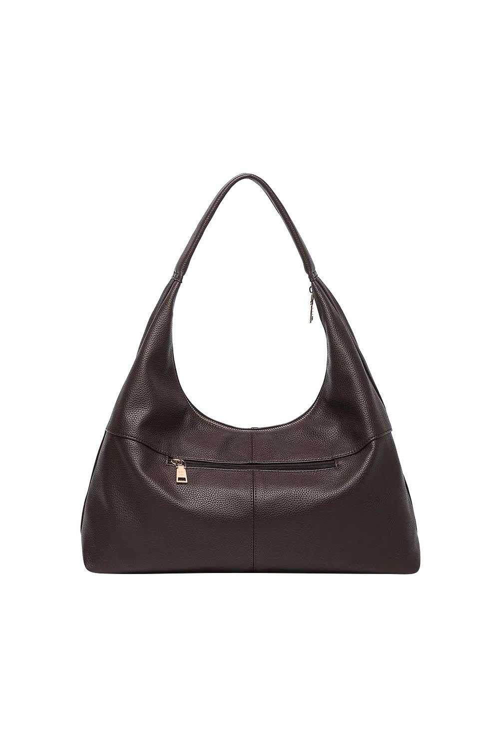 Product shot of the Valentina Slouch Shoulder Bag - Chocolate in colour Chocolate, from the back
