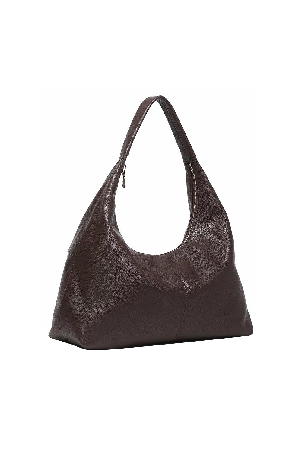 Product shot of the Valentina Slouch Shoulder Bag - Chocolate in colour Chocolate, showing detail
