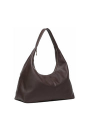 Product shot of the Valentina Slouch Shoulder Bag - Chocolate in colour Chocolate, showing detail