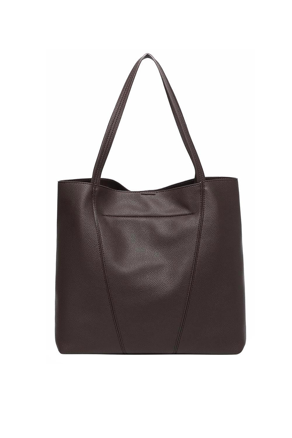 Product shot of the Colby Tote Bag - Chocolate in colour Chocolate, from the back