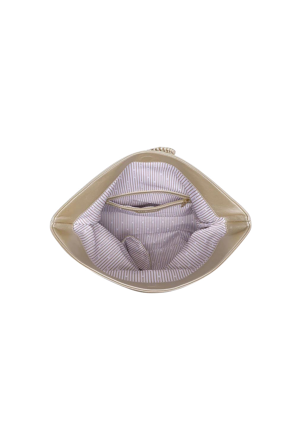 Product shot of the Asha Clutch - Champagnegold in colour Champagnegold, showing detail