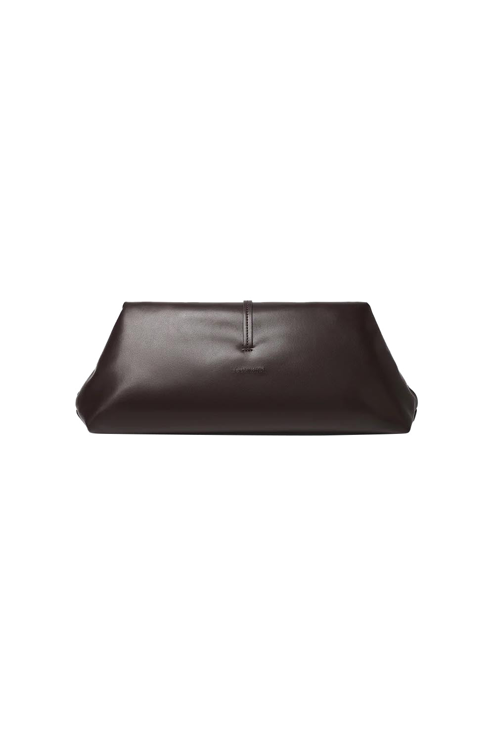 Product shot of the Asha Clutch - Chocolate in colour Chocolate, from the back