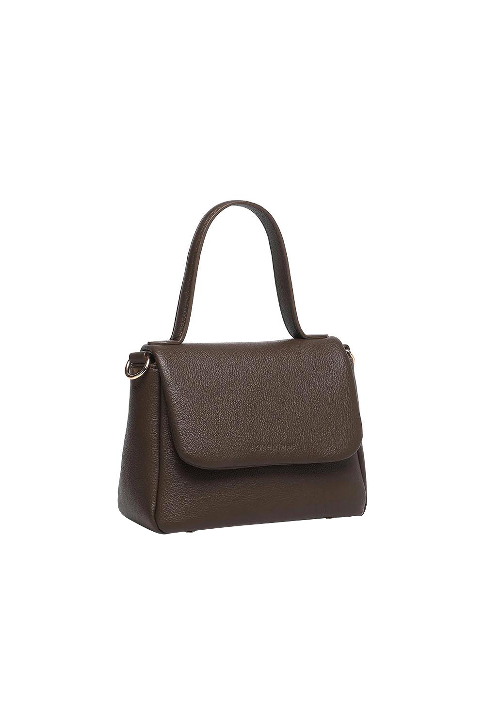 Product shot of the Connie Top Handle Bag - Chocolate in colour Chocolate, showing detail