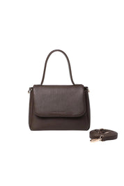 Product shot of the Connie Top Handle Bag - Chocolate in colour Chocolate, showing detail