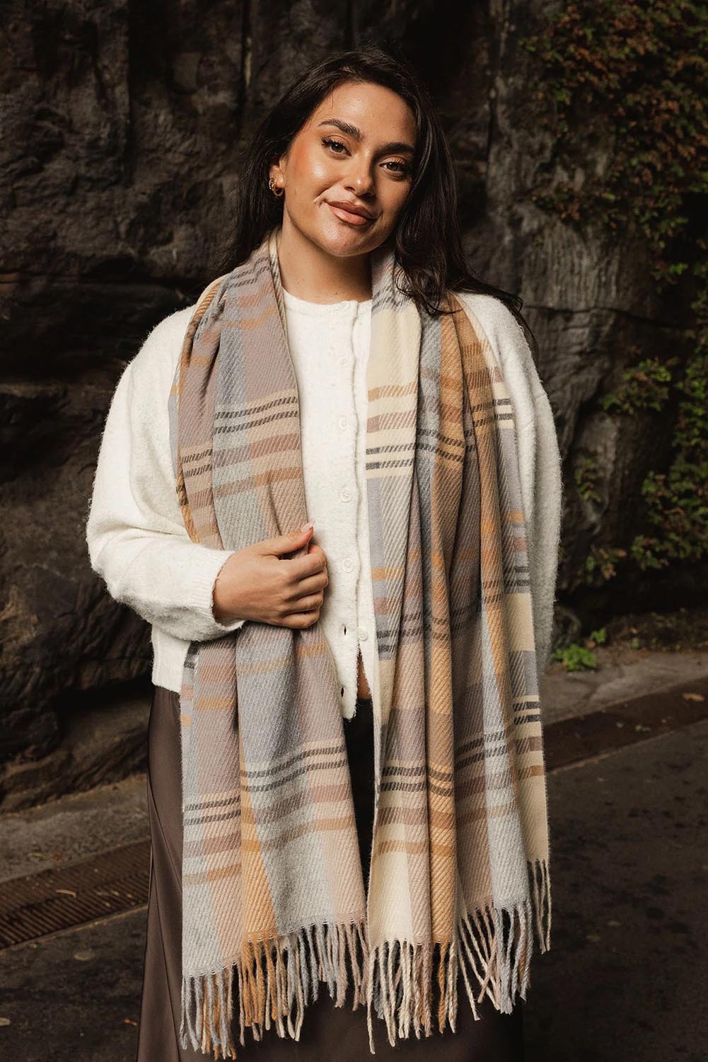Chester Check Scarf – Honey