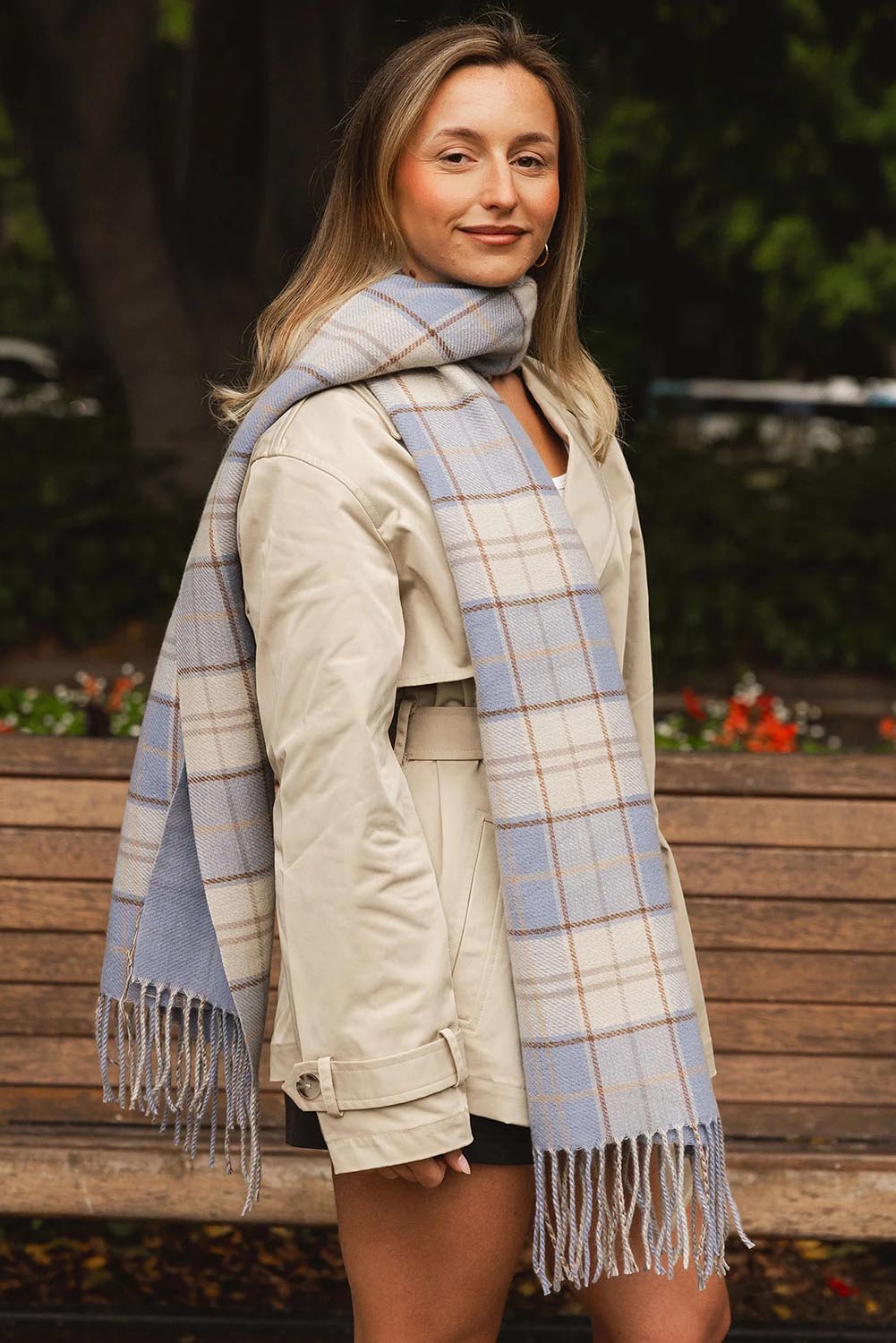 Sommerset Check Scarf – Chambray