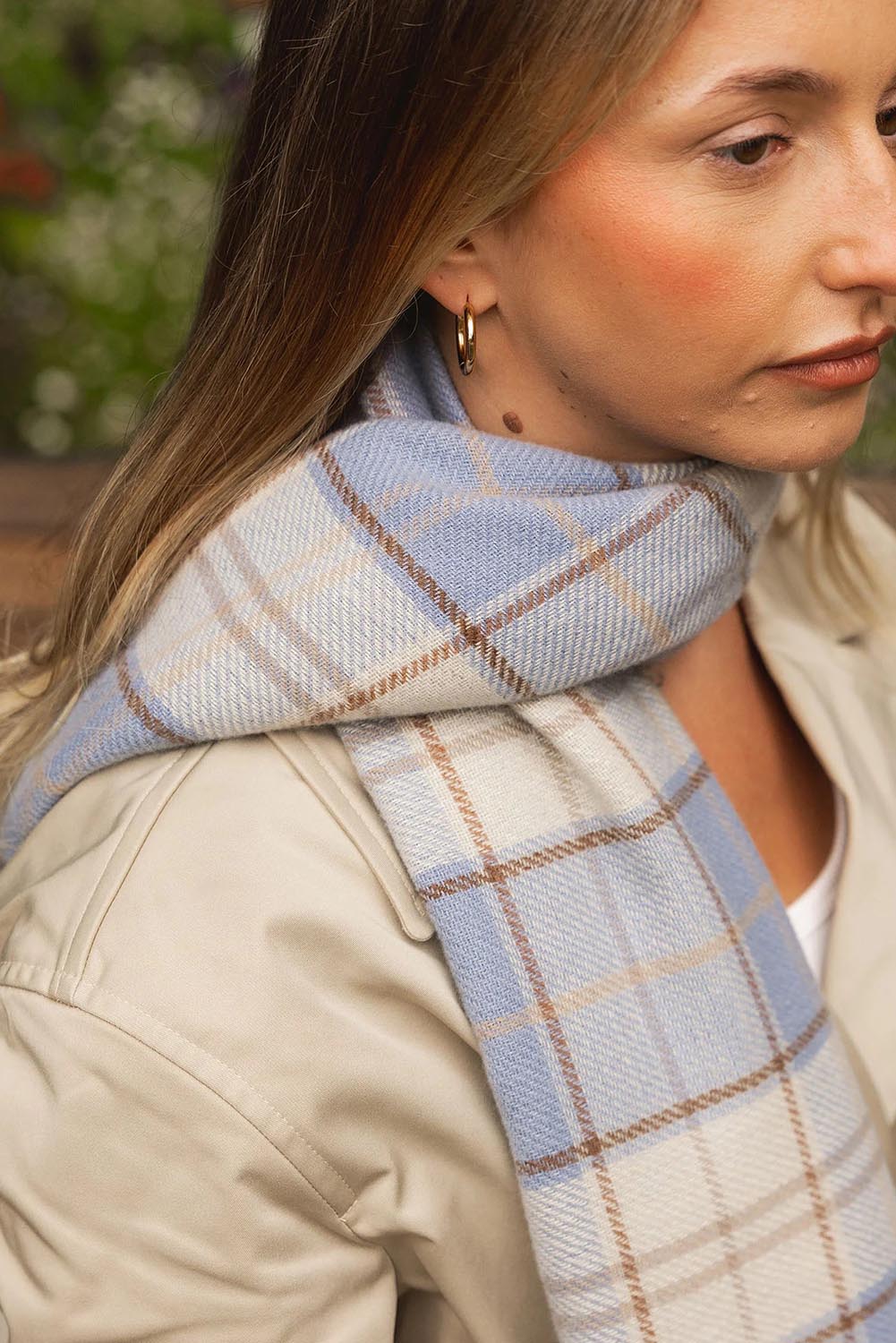 Sommerset Check Scarf – Chambray