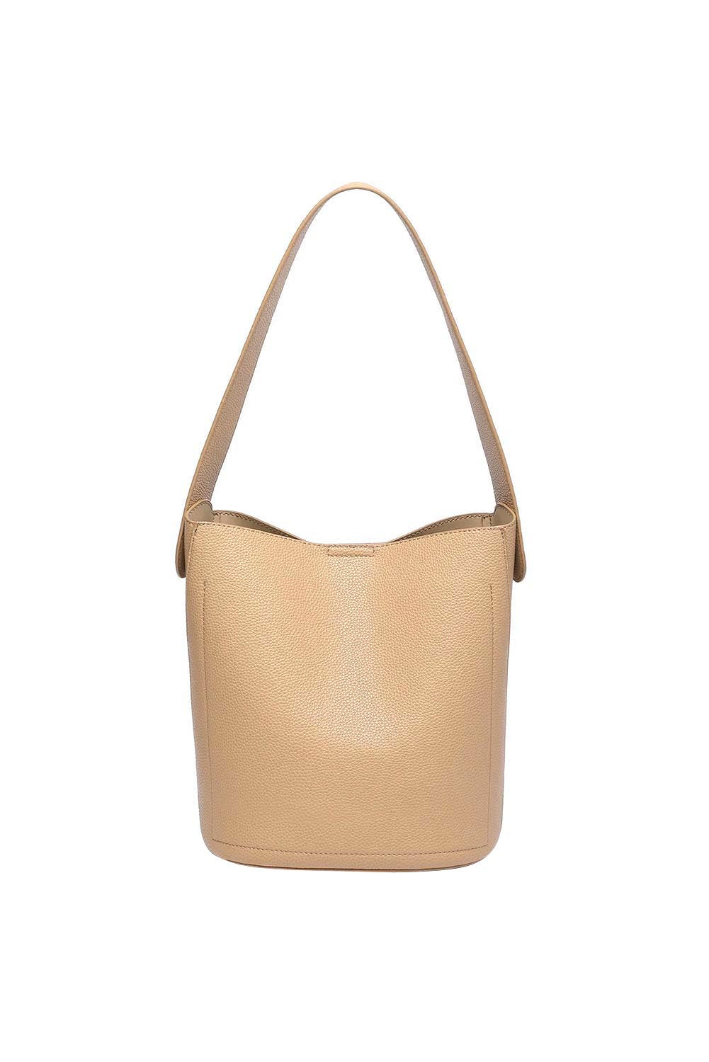Product shot of the Miranda Bucket Bag - Camel in colour Camel, from the back