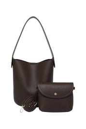 Product shot of the Miranda Bucket Bag in colour Chocolate, detail