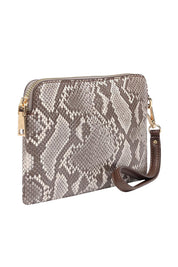 Product shot of the Poppy Clutch in colour Pythoncoff, detail