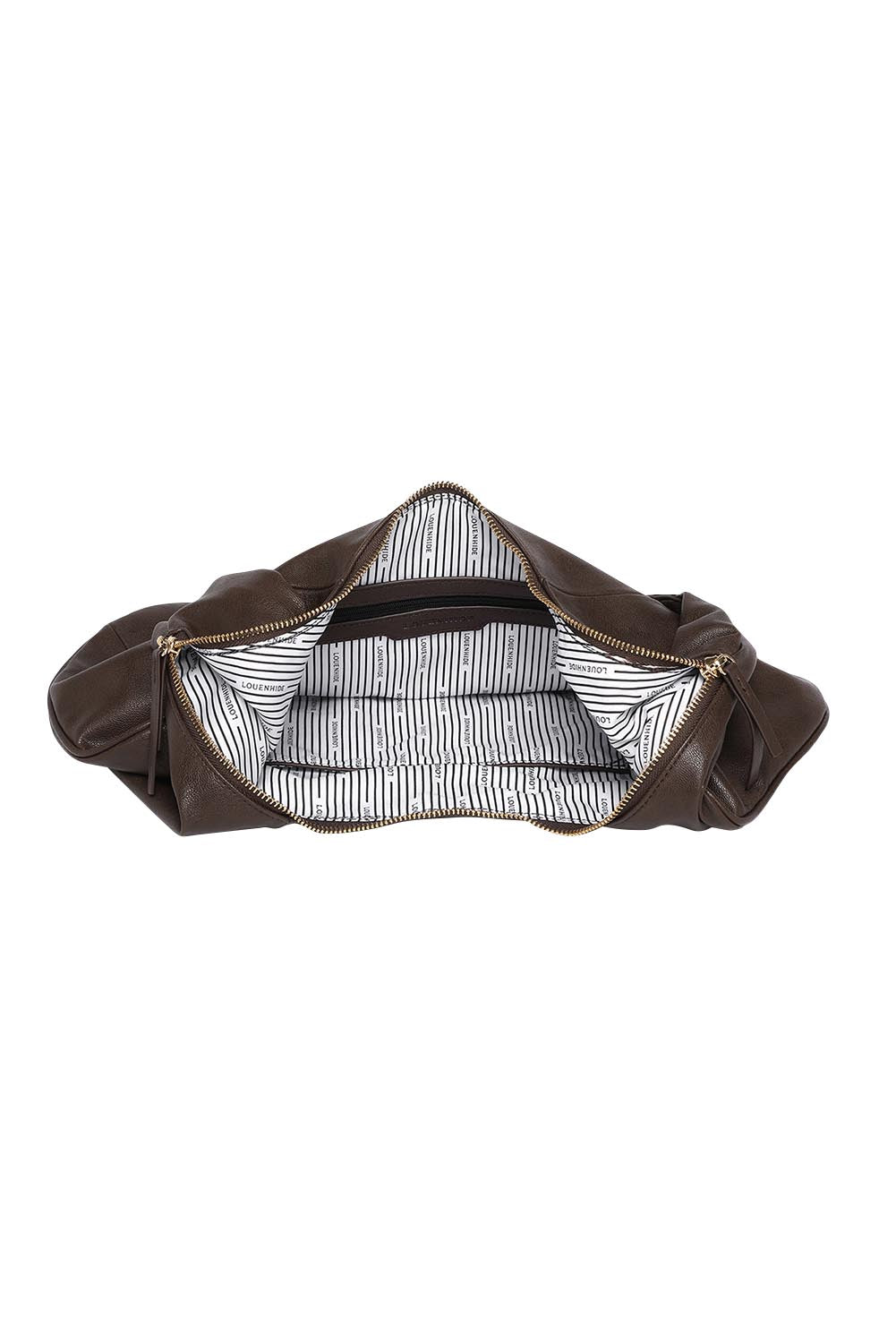 Product shot of the Billie Tote Slouch Bag in colour Chocolate, detail
