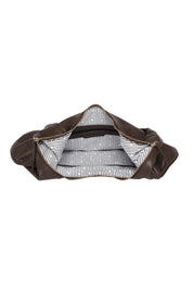 Product shot of the Billie Tote Slouch Bag in colour Chocolate, detail