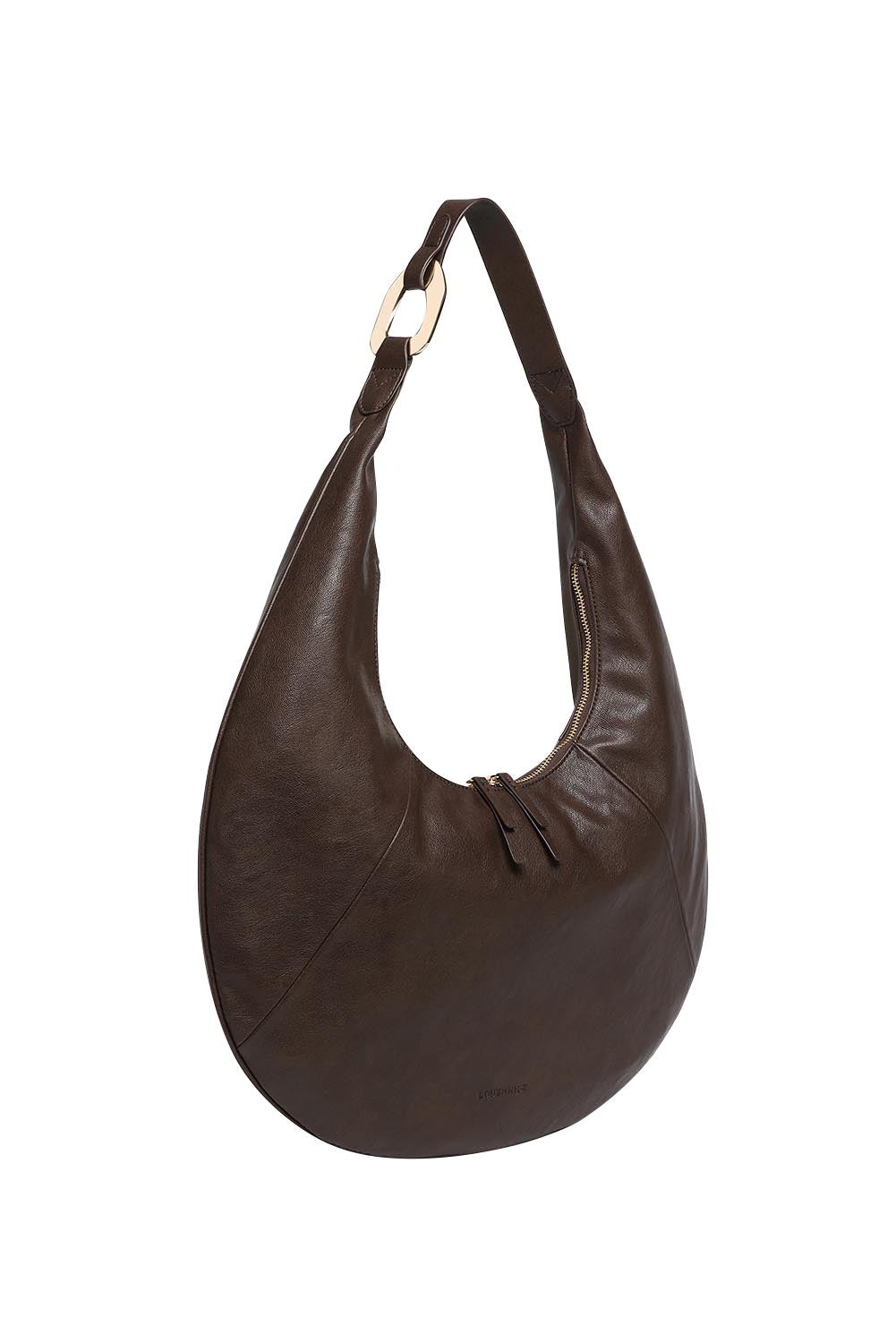Product shot of the Billie Tote Slouch Bag in colour Chocolate, detail
