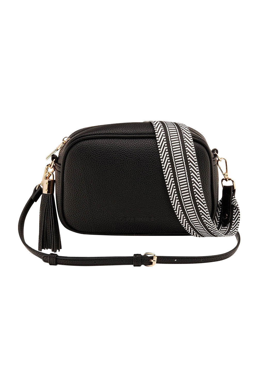 Product shot of the Jacinta Crossbody Bag in colour Blackwhite (Black), from the front