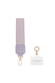 Product shot of the Iris Keyring With Phone Attachment in colour Lilac (Purple), from the front