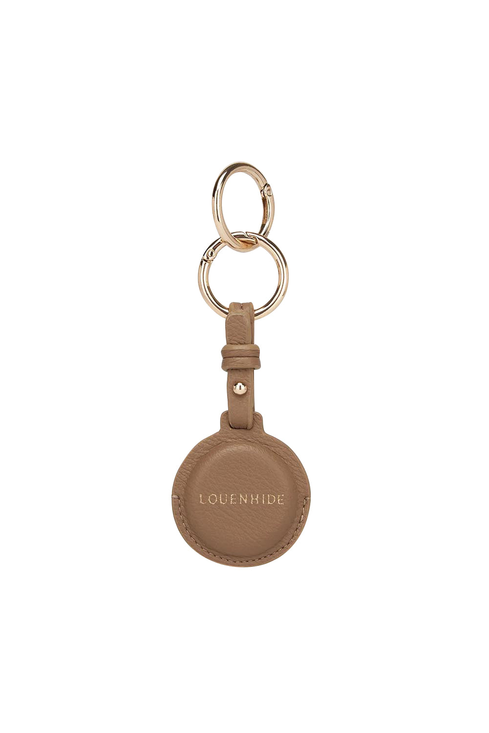 Product shot of the Opal Airtag Holder in colour Mocha, from the front