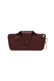 Product shot of the Skittles Glasses Case in colour Burgandy (Red), from the front
