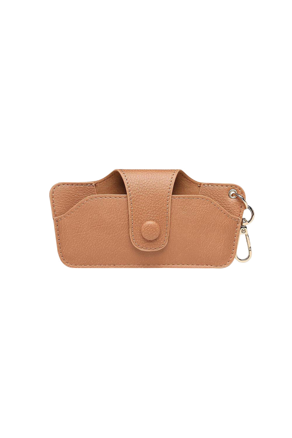 Product shot of the Skittles Glasses Case in colour Camel, from the front