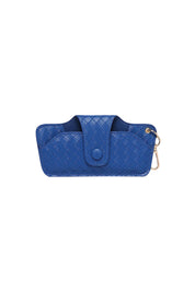 Product shot of the Woven Skittle Glasses Case in colour OceanBlue (Blue), from the front