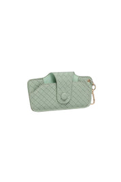 Product shot of the Woven Skittle Glasses Case in colour Sagegreen (Green), detail