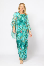 Model Genericm wearing size sample of the Silk Blend Printed Pant - Acquagarden in colour Acquagarden, from the front