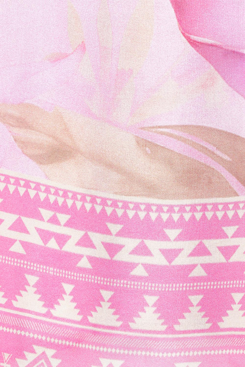 Product shot of the Silk Blend Printed Kaftan Top in colour Pinkprint (Pink), detail