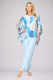 Silk Blend Printed Kaftan Top - Celesteabstract