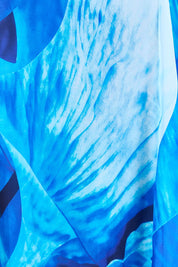 Product shot of the Silk Blend Printed Kaftan Top - Cobaltprint in colour Cobaltprint, showing detail