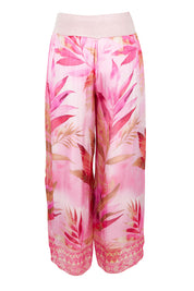 Product shot of the Silk Blend Printed Pant – Pinkprint (Pink), from the back