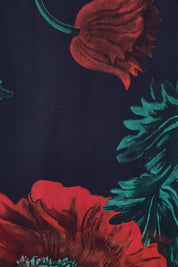 Product shot of the Silk Blend Multi Layers Dress - Navygreenfloral in colour Navygreenfloral, showing detail