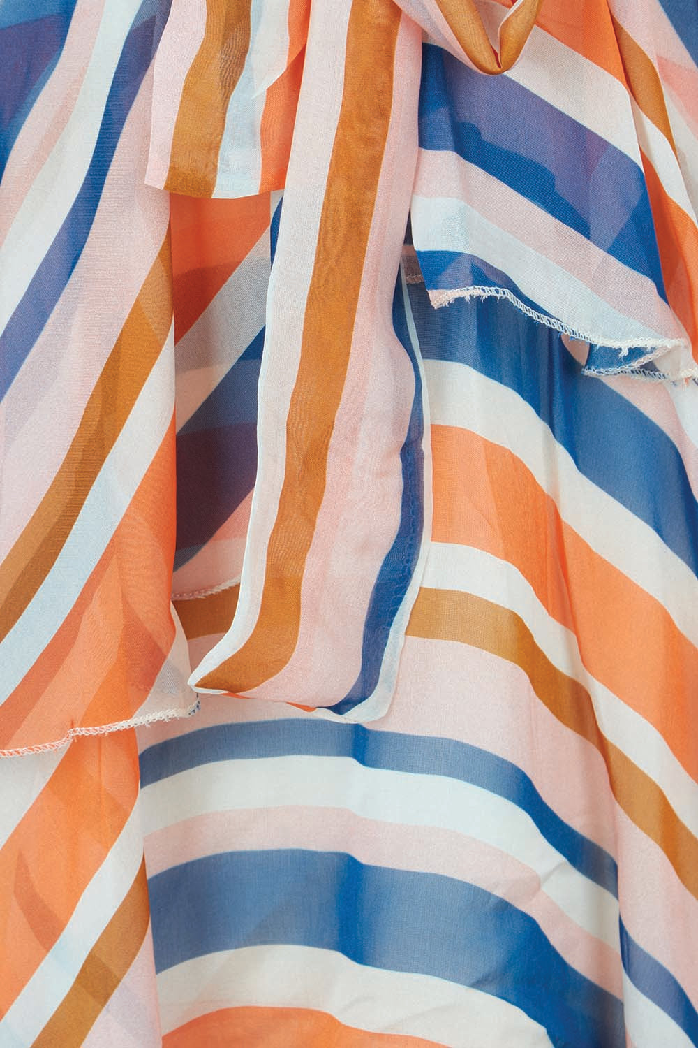 Product shot of the Short Sleeve Silk Print Dress in colour Orangenavy, detail