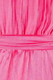 Product shot of the Long Sleeve Silk Dress in colour Raspberry (Pink), detail
