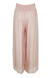Product shot of the Silk Pant in colour BlushPink (Pink), from the back