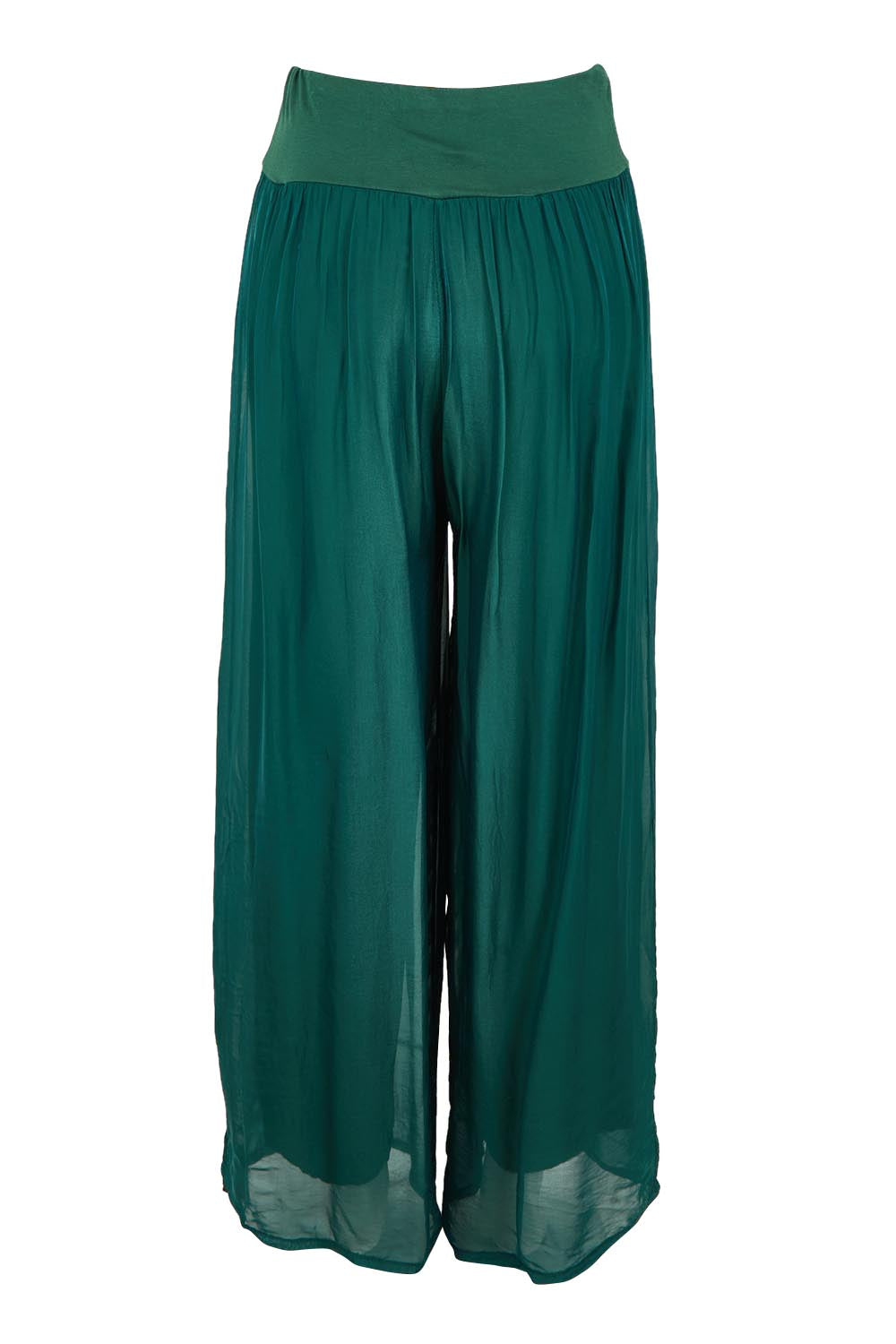 Product shot of the Silk Pant in colour Darkgreen (Green), from the back