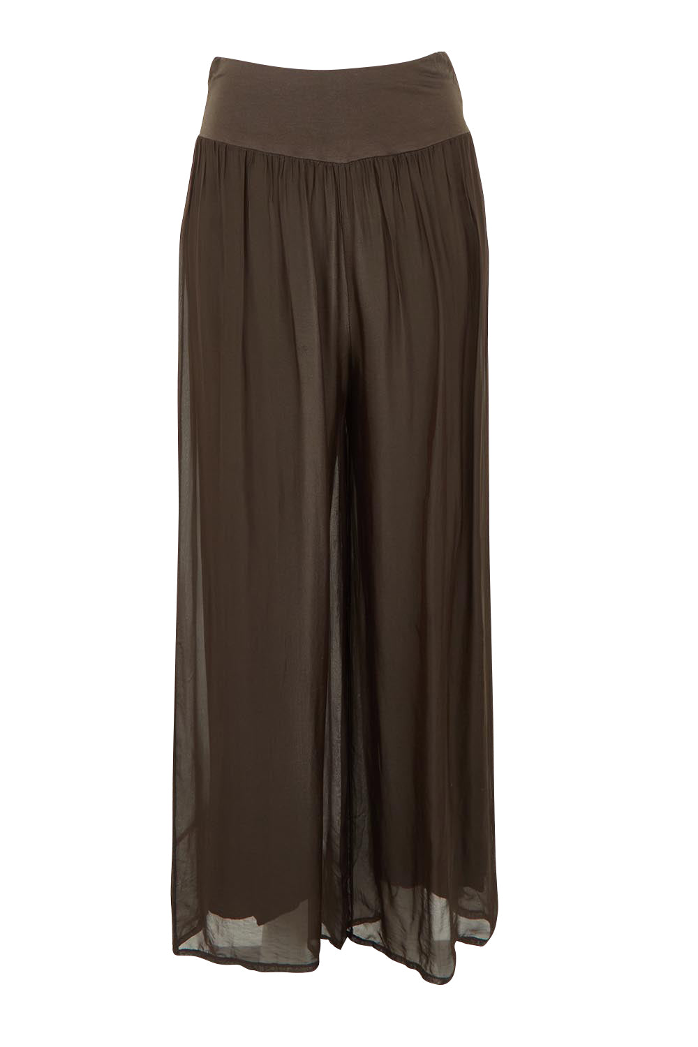 Product shot of the Silk Pant in colour Moro, from the front