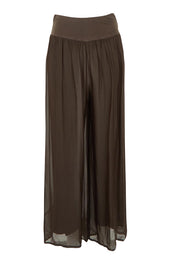 Product shot of the Silk Pant in colour Moro, from the front