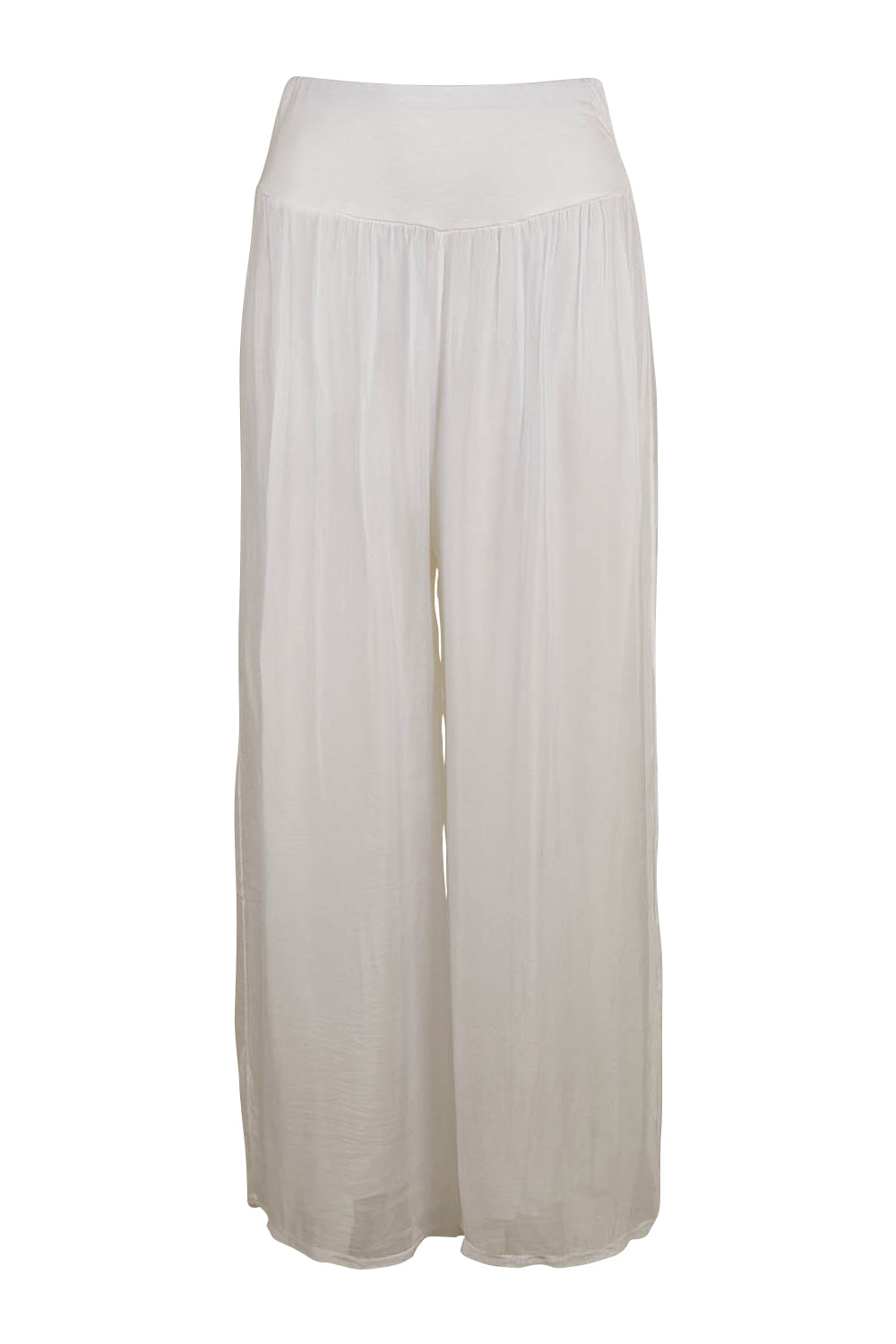 Product shot of the Silk Pant in colour White (White), from the front