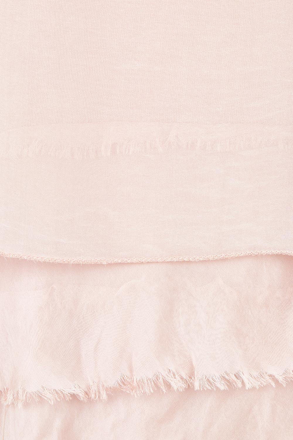 Product shot of the Silk Blend Three Layer Raw Edge Top in colour Blushpink (Pink), detail