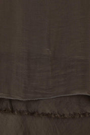 Product shot of the Silk Blend Three Layer Raw Edge Top in colour Moro, detail