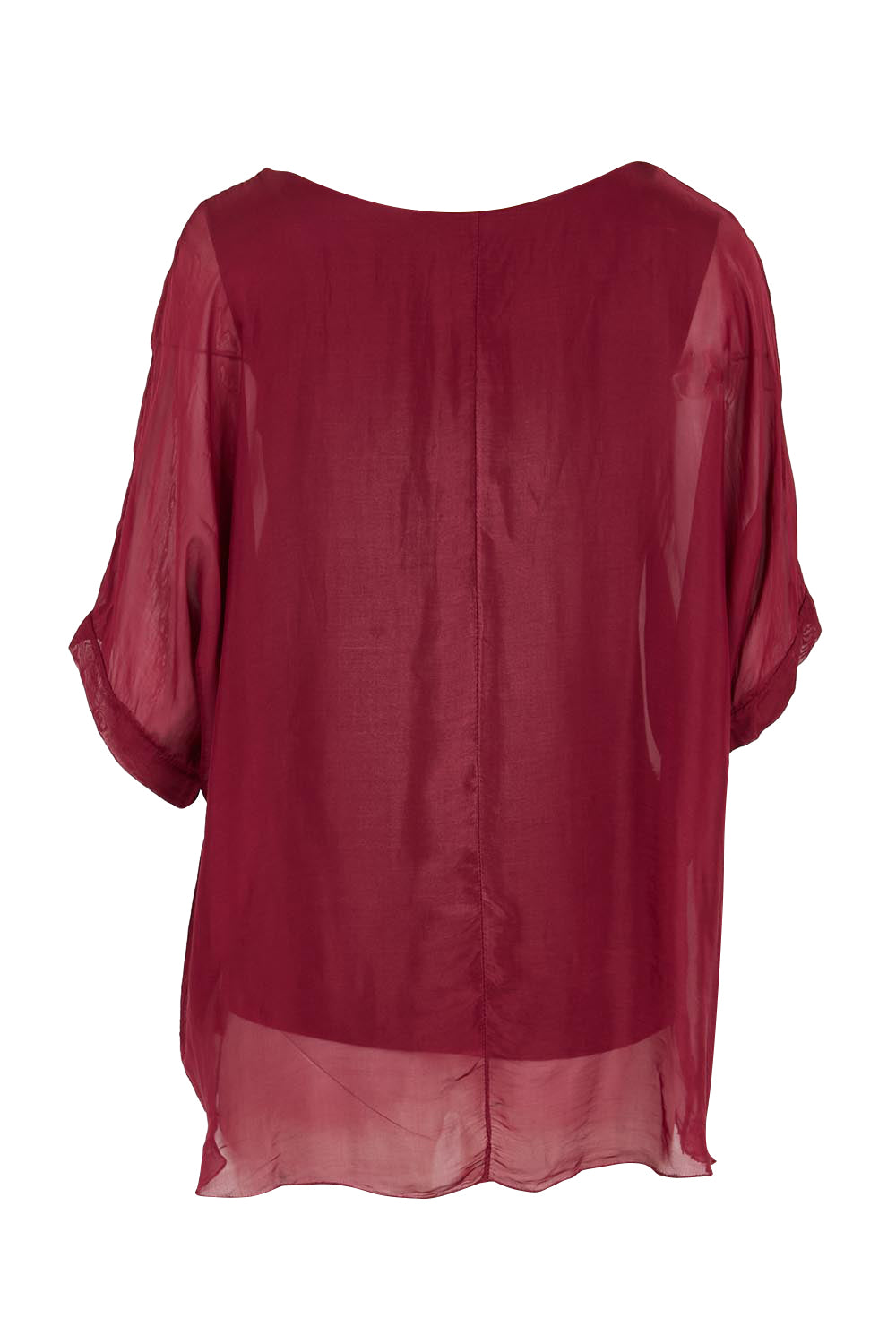 Silk Blend Three Layer Raw Edge Top - Wine